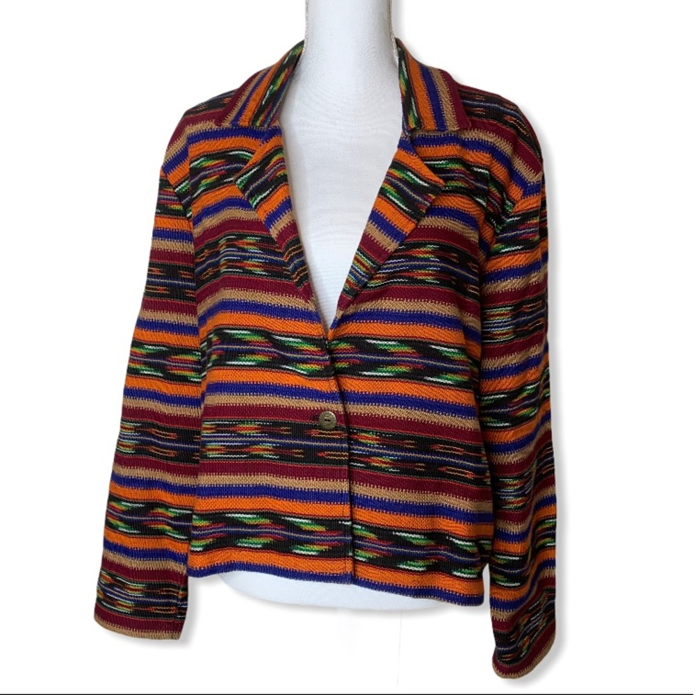 VINTAGE BLAZER COLORFUL GEOMETRIC PRINT